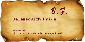 Balassovich Frida névjegykártya
